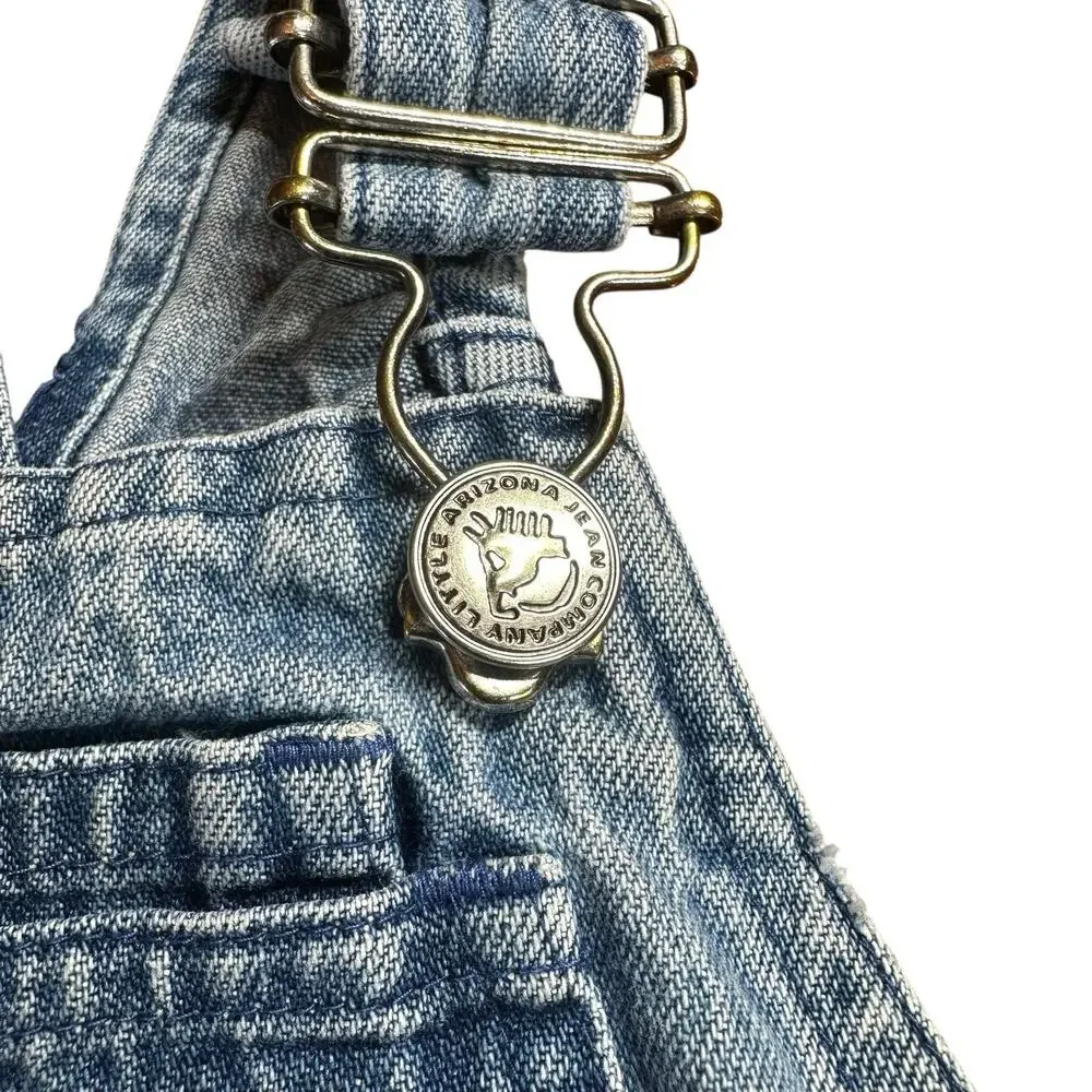 Vtg Arizona Jean Co Denim Bib Overalls Baby Girl 18M Lovely Harvest Fall 90s